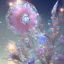 Placeholder: one big crystal subtle flower in a galactic ambiance with a beautiful fairy, transparent petals, delicate colors, in the foreground, full of details, smooth，soft light atmosphere, light effect，vaporwave colorful, concept art, smooth, extremely sharp detail, finely tuned detail, ultra high definition, 8 k, unreal engine 5, ultra sharp focus