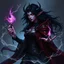 Placeholder: drow elf woman, sorceress, enchantress, dark hair, digital art, dark fantasy
