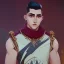 Placeholder: beautiful fantasy ethnic clothing, friendly male with lean muscles, strong jawline, full big lips, short hair, happy slight cute smile,