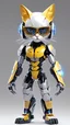 Placeholder: (robotic cat humanoid form inspired wolverine,logo on tie , wolverine armour full body ,: 1.3), ((blind box toy style:1.3)), (full body shot), a cute transparent robot cat, Transparent Mech, Exquisite Helmet cat :1.2, Glasses:1.2, Cyberpunk, dreamy glow , bright neon lights, clean, white background, (global illumination, ray traching, HDR, unrealistic render, reasonable design, high detail, master part, best quality, hyper HD, cinematic lighting)