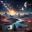 Placeholder: Beautiful view five planets Jupiter, Mercury, Venus, Uranus, Mars align sky universe filled with night stars constellations and milkyway. Modifiers: sharp focus extremely detailed Award winning photography fantasy intricate 8k beautiful dynamic lighting award winning fantastic view high definition crisp quality Unreal Engine colourful VRay