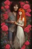 Placeholder: Jim Morrison and Pamela Courson ,music, ignoreNSFW, watermark, bohemian style , blurry,beautiful,elegant,roses, fantasy by ann dittman