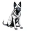 Placeholder: A line art of dog (Belgian Shepherd). make this black and white and a bit filly.