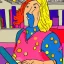 Placeholder: A colorful cartoon woman at work