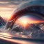 Placeholder: Photoreal extreme close-up of an eye reflecting frozen peaks at dawn