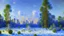 Placeholder: Big rocks, trees, clouds, winter, claude monet impressionism painting