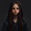 Placeholder: pretty 13 year old girl, conventionally attractive, dark clothes, realism, tight top, sorcerer, medieval