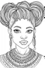 Placeholder: african girl face coloring page with beautiful hairstyle