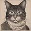 Placeholder: A woodblock portrait of a cat