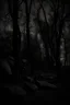 Placeholder: Night, trees, rocks, mountains, creepy, gothic horror films influence, photography