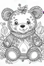 Placeholder: Outline art for coloring page, WHIMSICAL HAPPY TEDDY BEAR, coloring page, white background, Sketch style, only use outline, clean line art, white background, no shadows, no shading, no color, clear