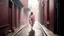 Placeholder: 70s, A male phantom with a translucent form, moving through a fog-shrouded alleyway in a Victorian city, with gas lamps casting eerie shadows on the cobblestones., soft pink color scheme, style photography, analog style, vintage colors, xprocess