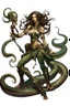 Placeholder: detailed persona, female, sword in hand, gorgon medusa, half turn, full height, leans on one leg, snakes on the head instead of hair