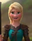 Placeholder: strong medieval warrior with blond short hair, blue eyes and wide warm smile with an axe with green and brown clothes