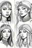 Placeholder: Sketches of drawing a beautiful girl with Egyptian features
