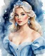 Placeholder: Watercolor painting of Cinderella, watercolor painting style, watercolor painting, watercolor paper, beautiful painting, masterpiece, detailed watercolor painting, best quality, high detailed, high quality, witha baby blue gown, and a sparkring diamond tiara