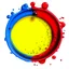 Placeholder: a circle from waterdrops, red blue and yellow