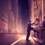 Placeholder: a man pushing a woman over a balcony, downtown new york at night, dramatic, dramatic lighting, volumetric lighting, hyperrealism, 8k, high quality, photorealistic, lot of details