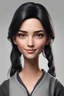 Placeholder: I want you to create an woman avatar. This avatar will have black hair. His hair will be shoulder-length. He will smile. His eyes will be brown. His lips will not be too full, but don't draw them too thin. His body will be visible up to the chest level.