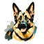 Placeholder: funny German Shepherd illustration, white bckground