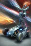 Placeholder: An advanced motorcycle with four wheels and a turbo jet in the A combination of ultra-advanced car and crazy Max fighter, super sporty, with color and nano technology