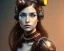 Placeholder: portrait of a young steampunk girl, brown, iron, grey background, detailed, 4k resolution, midjourney, metal, smooth skin