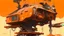 Placeholder: a treehouse cabin canopy, in the style of Ian Mcque, futuristic and sci fi style, robot junkyard style, orangish, high details,