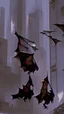 Placeholder: sketch-style painting high quality of a dragon art by Yoji Shinkawa and Valeria Burzo large bats in the background destroyed city budlings babies' in heaven