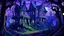 Placeholder: A purple haunted mansion near a graveyard with undead spirits painted by Vincent van Gogh