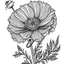 Placeholder: minimalis line art neo-traditional style Poppy tatto simetris black and white outline only