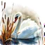 Placeholder: 6,majestic swan with fluffed wings hiding within reeds and bull-rushes, their feathers shimmering with an ethereal glow, gazing intently into the distance. The surrounding mirror pond is bathed in soft sunlight, casting long shadows. PAINTING WITH WHITE SPACE, Carne Griffiths, WLOP, fine-tuned stylised watercolour encircled by splashy white space photorealistic ChatGPT.