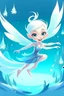 Placeholder: fantasy cartoon style illustration: mischievous ice fairy flying in the air