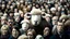 Placeholder: large crowd of people all with sheep heads