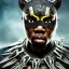 Placeholder: Fantasy, Nigeria rapper olamide badoo as black panther, heroic, award winning, insanely detailed, sunlit, realistic, ocean,acrylic paint, 8k resolution, hdr, trident