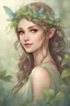 Placeholder: Magical forest fairy; serene face; sweet smile ; attractive image for book front cover