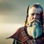 Placeholder: Viking theme, a younger woman sitting next to a 50-year-old man, portrait, 8K, close-up face, anatomically perfect face, Highly detailed stunning full frame portrait, misty and cloudy atmosphere