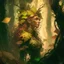 Placeholder: create a forest dryad enchantress , with highly detailed, sharply lined facial features, in the deep forest of Brokilon in rustic woodland colors, 4k in the style of Peter Mohrbacher