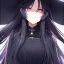 Placeholder: Clear focus,8k,Beatiful Lighting,Beatiful Blur,Beatiful Face,Beatiful Shading,Black long hair,silky hair, long silky bangs, Purple eyes, wearing a witch outfit, extreme close up, Hair in eyes, lot of hair, Cute anime girl eyes