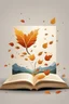 Placeholder: square logo , landscape with leaf fall, flying leaves in the book