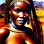 Placeholder: Drawing of 'woman from Himba tribe',sweet stare,painting by Earl Norem, simon Bisley,frazetta,西嘛哒, evan lee, Vallejo,kelly,Paul Gauguin oil on canvas, cinematic composition, extreme detail,fit full head inside picture,8k