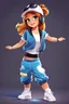 Placeholder: a cute Cartoon girl wearing break dance clothes