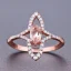 Placeholder: delicate thin ring with tiny diamonds and morganite, twisted band, rose gold, thin ring