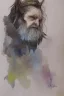 Placeholder: portrait, watercolour, realistic, illustration, dnd, dwarf, ghost, ethereal, lapis, see-through, transparent