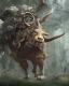 Placeholder: Minotaur, half man. Half bull crw majestically galloping through the dense forest in the style of Doug Hyde , fantastical landscape, soft strokes , mythology portrait, classic illustrated digital design