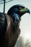 Placeholder: portrait,beautiful eagle robot, post-apocalyptic in a cyberpunk city, realistic, intriacte detail, sci-fi fantasy style, volumetric lighting, particales,highly detailed,cinamatic, deep