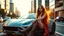 Placeholder: Create an ultra-realistic cinematic 8K fullbody of lady mode skin texture, add makeup,pretty boots,curvy long hair. Style: fashion editorial, confident is driving a roofless pretty sport car in streets of a modern city. Lighting: warm golden hour sunlight, soft rim light. Camera look: shallow depth of field, film grain, cinematic color grade. Outfit: keep similar to the original or elevate slightly with premium casual style.
