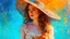 Placeholder: Vintage art, brown and orange shades, sunny day, straw hat for woman, summer dress, splashes of art, in the style of Dante Gabriel Rossetti, Yossi Kotler, Camilla D'Errico, masterpiece, fine art in the style of Carne Griffiths, Paula Hoppe