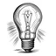 Placeholder: light bulb line drawing black and white lightning