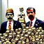 Placeholder: Saddam and George Bush surrounded by skulls