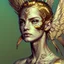 Placeholder: white background, golden Angel, tattoo, feathers, steampunk, fantasy, old canvas, torn cracks, flowers, cyberpunk, gold, silver, green lilac color, mystical, glow, golden makeup, fine drawing, high detail, high resolution, 8K, 3D, Daniel Castan Carne Griffiths Andreas Lee Russ Mills